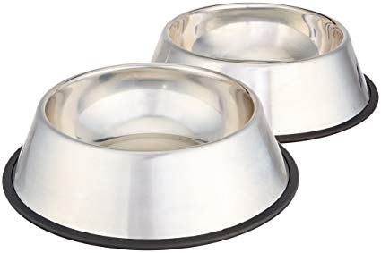 Round Stainless Steel Dog Food Bowl, Color : Sliver