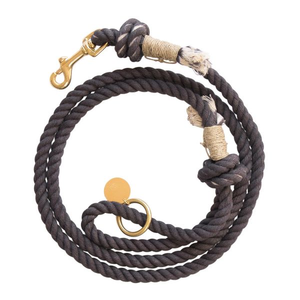 Black Braided Cotton Rope Dog Leash