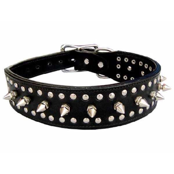 Black Spiked Leather Dog Collars, Color : Customized