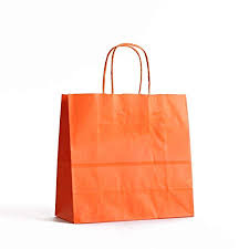 Orange Colored Paper Bags, Technics : Machine Made, Pattern : Plain at ...