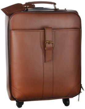 Genuine Leather Travel Trolley Bags, Color : Brown