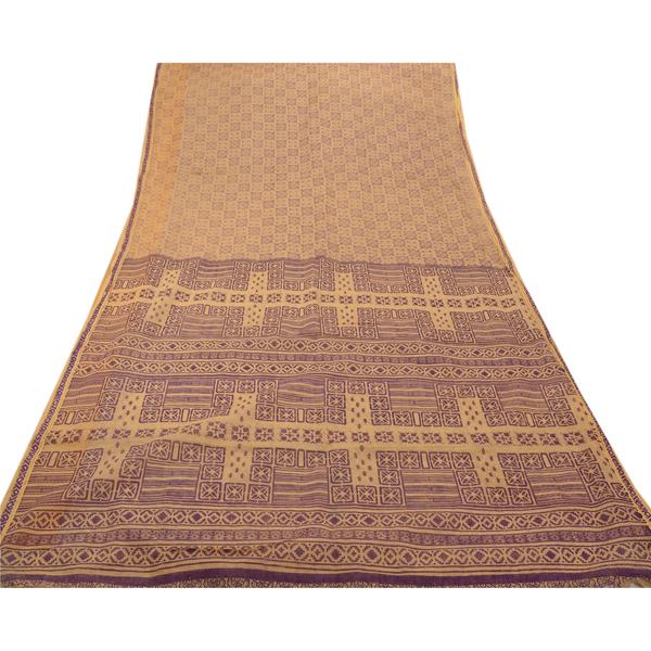 100% pure cotton kota saree cream painted sari craft fabric
