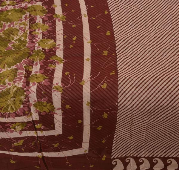 brown printed paisley craft fabric saree
