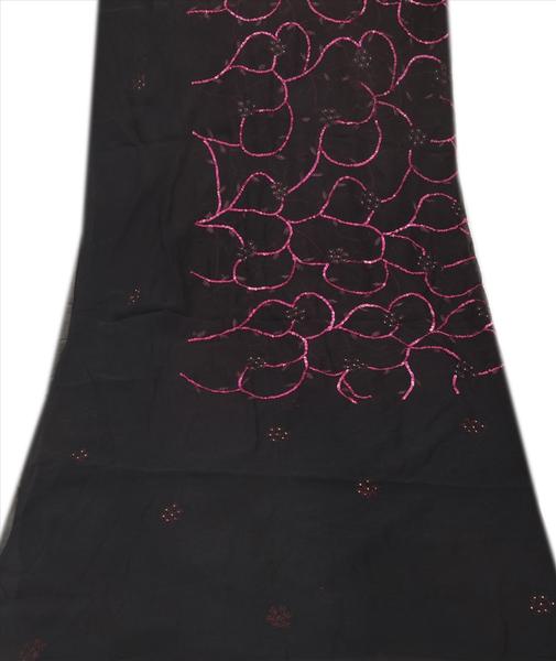 Sanskriti vintage dupatta long scarf georgette black hand beaded veil stole