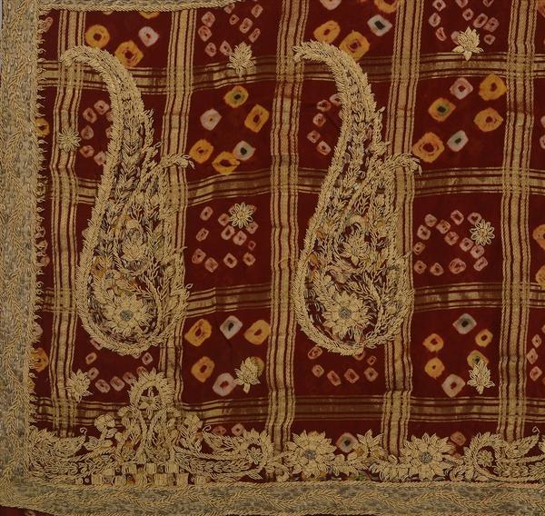Sanskriti vintage indian saree pure cotton hand beaded orange craft fabric sari