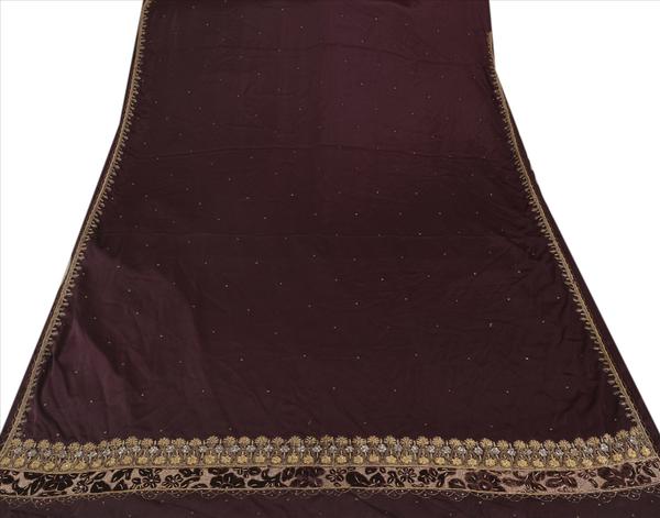 Silk hand embroidery craft fabric sari, Color : Purple