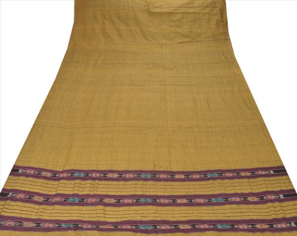 Vintage indian saree hand woven patola sari fabric pure cotton heena green