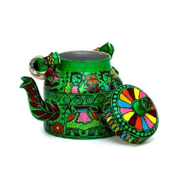 madhubani handpainted kettle green