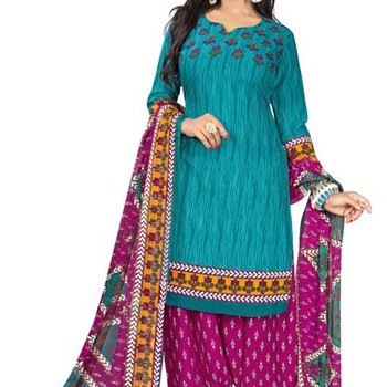 Embroidered Semi-stitched Salwar Suit Dupatta Material