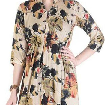 Rayon Floral Print Flared Kurta