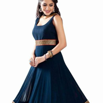 Georgette Embroidered Semi-stitched Salwar Suit, Age Group : Adults