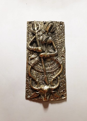 Square Metal Dokra Abstract Durga Pendant, Color : Silver, Gold