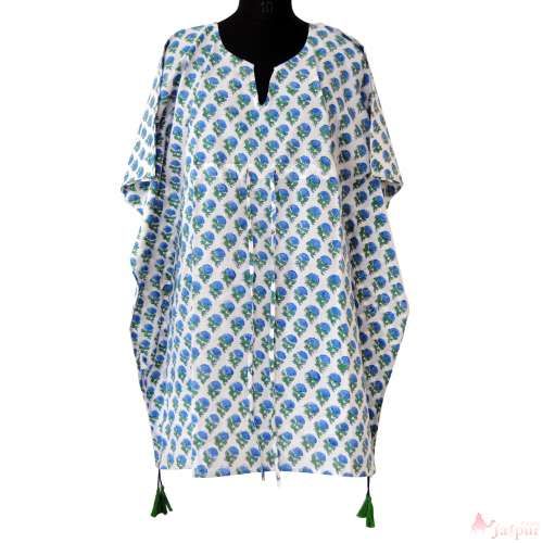 Cotton Floral Kaftan Poncho Caftan V Neck