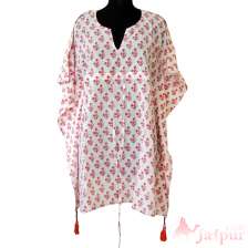 Cotton Kaftan Loose Tops Blouses Poncho Beach Wear Free Size-Craft Jaipur