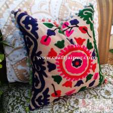 Embroidered Suzani Cushion Cover Vintage Pillow Decor-Craft Jaipur