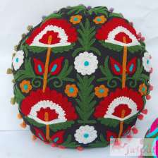 Floral Embroidered Cushion Cover Indian Suzani-Craft Jaipur