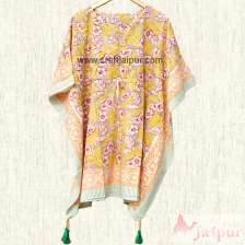 Floral Printed Cotton Caftan Poncho, Daily Wear kaftan Dress