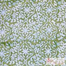 Green color Hand Block Printed Cotton Fabric 10 yards