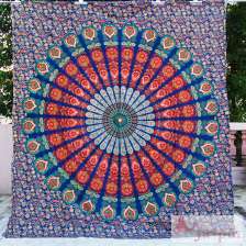 Queen Wall Hanging Tapestry Hippie Peacock Mandala Bedspread-Craft Jaipur