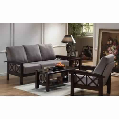 Criss Angle Solid Wood Sofa Set 3 1 1