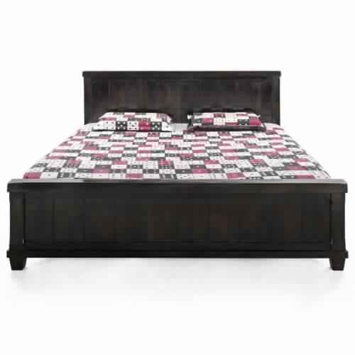 Spanice Solid Wood King Size Bed (Brown)