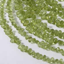 Faceted Drops Shaped Beads Peridot, Gemstone Size : 6X4 to 8X4mm Approx