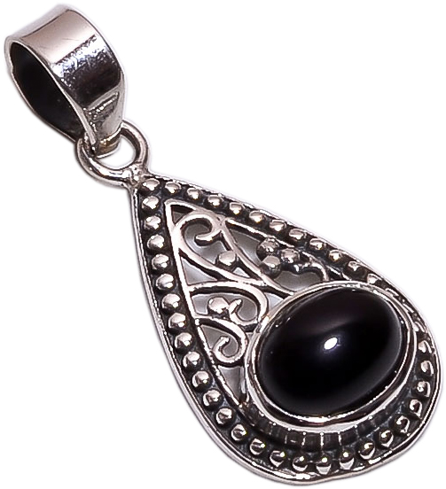 Black Onyx Gemstone 925 Sterling Silver Pendant