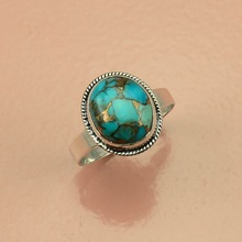 Blue Copper Turquoise silver ring