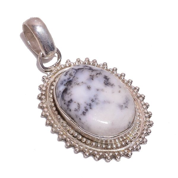 Dendrite Opal Gemstone 925 Sterling Silver Pendant