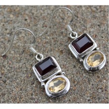 Garnet And Citrine Earring