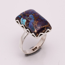 Natural Purple Copper Turquoise silver ring