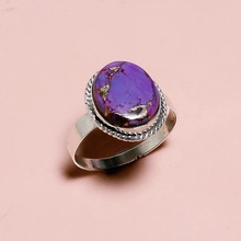 Purple Copper Turquoise Silver Ring, Gender : Women's