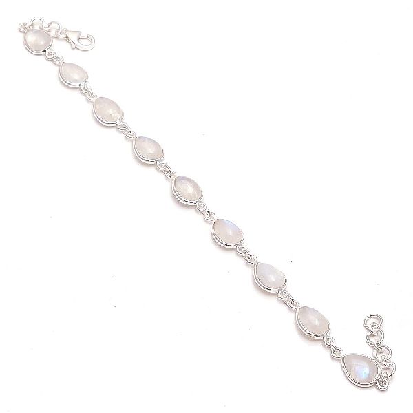 Rainbow Moonstone 925 Sterling Silver Bracelet, Gender : Men's, Unisex, Women's