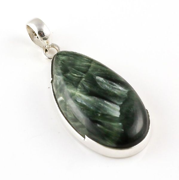 Seraphinite Gemstone 925 Sterling Silver Pendant