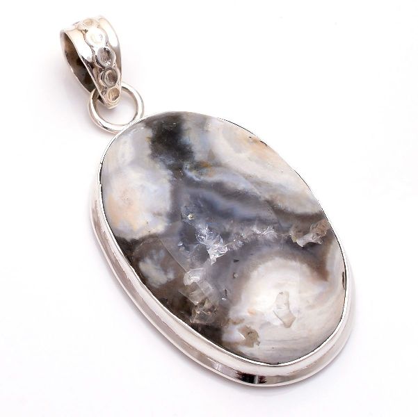 Solar Quartz Druzy Gemstone 925 Sterling Silver Pendant