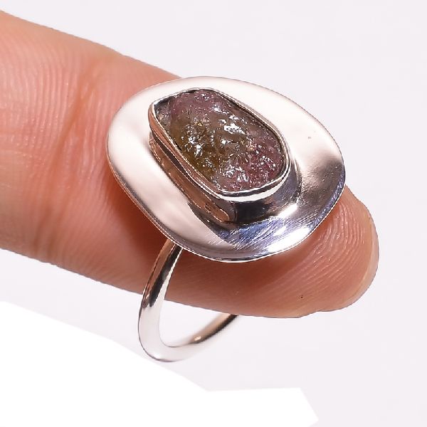 Tourmaline Raw Gemstone 925 Sterling Silver Ring Size 8