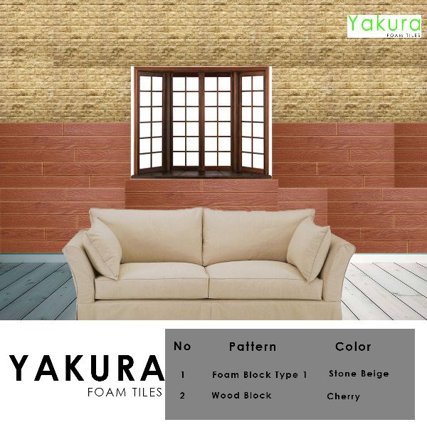 Yakura Self Adhesive Foam Wall Tiles Diy Stone Beige Cherry Made In Korea