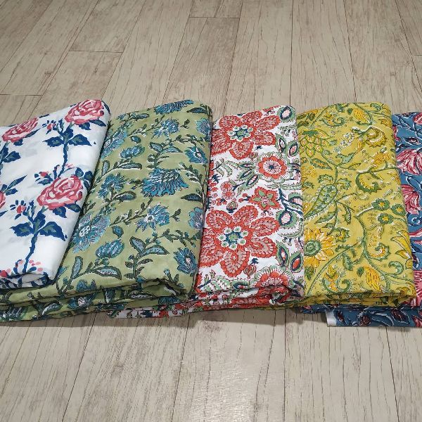 Cotton Hand Block Printed Running Fabric, Color : Multiple