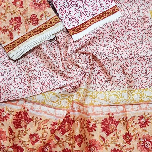 Traditional Hand Block Printed Chanderi Silk Suits