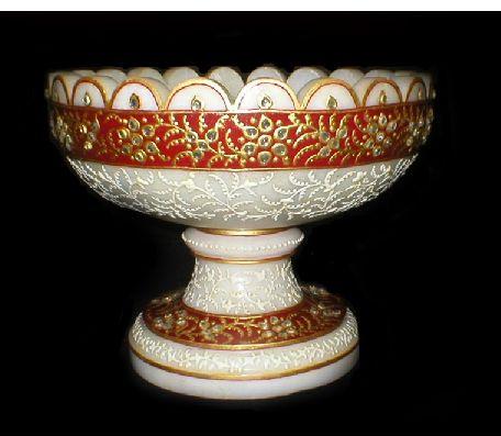 Malvia Marble Pot Red And White On Stand