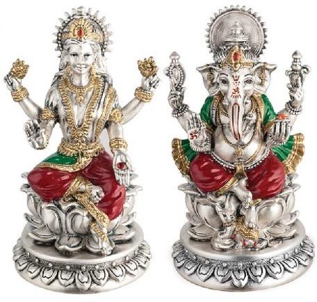 Metal Lakshmi and Ganesha Moorti