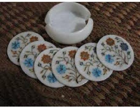 Taj Marble Inlay Tea Coasters