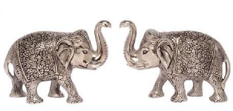 White Metal Elephants Pair