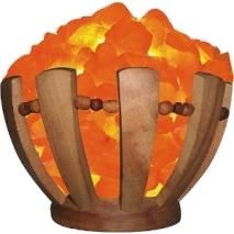 Wooden Basket Holding Salt Lamp