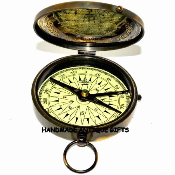 3 Flat Nautical Solid Brass Compass Black Flat Compass Pocket Compass