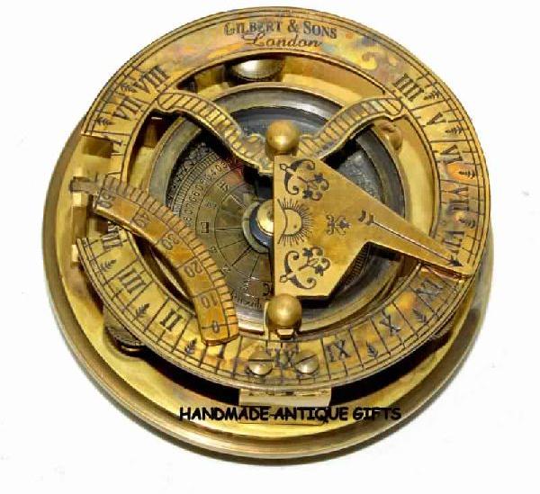 VINTAGE NATURAL SINE INDIA BRASS COMPASS WITH LEVEL - WORKING