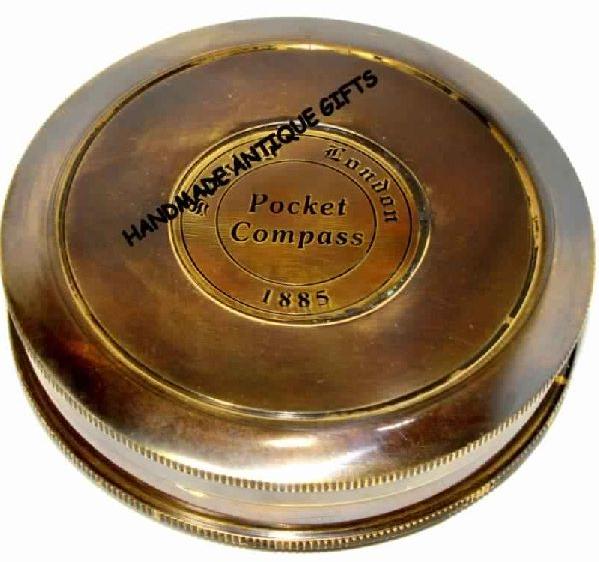 Vintage London Poem Engraved Brass Compass