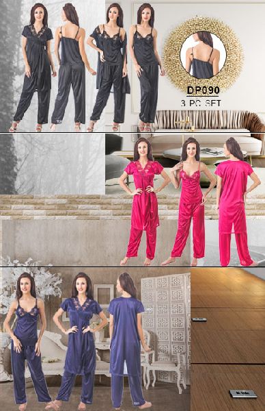 Fasense Women\'s Top & Pyjama with Wrap Gown