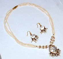Jaipuri White Necklace and Earring