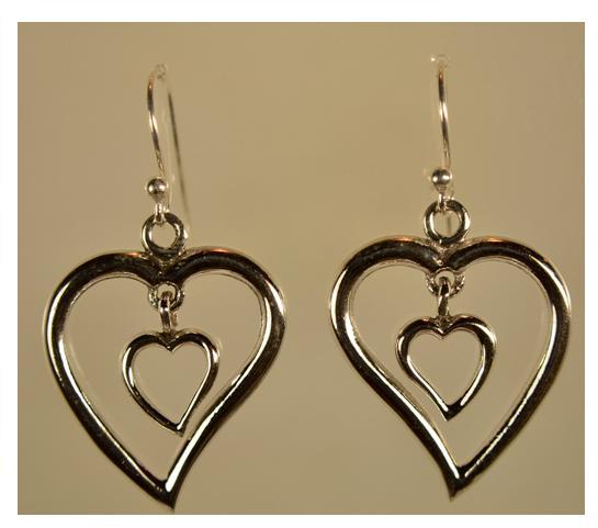 925 Silver Twin Heart Earrings